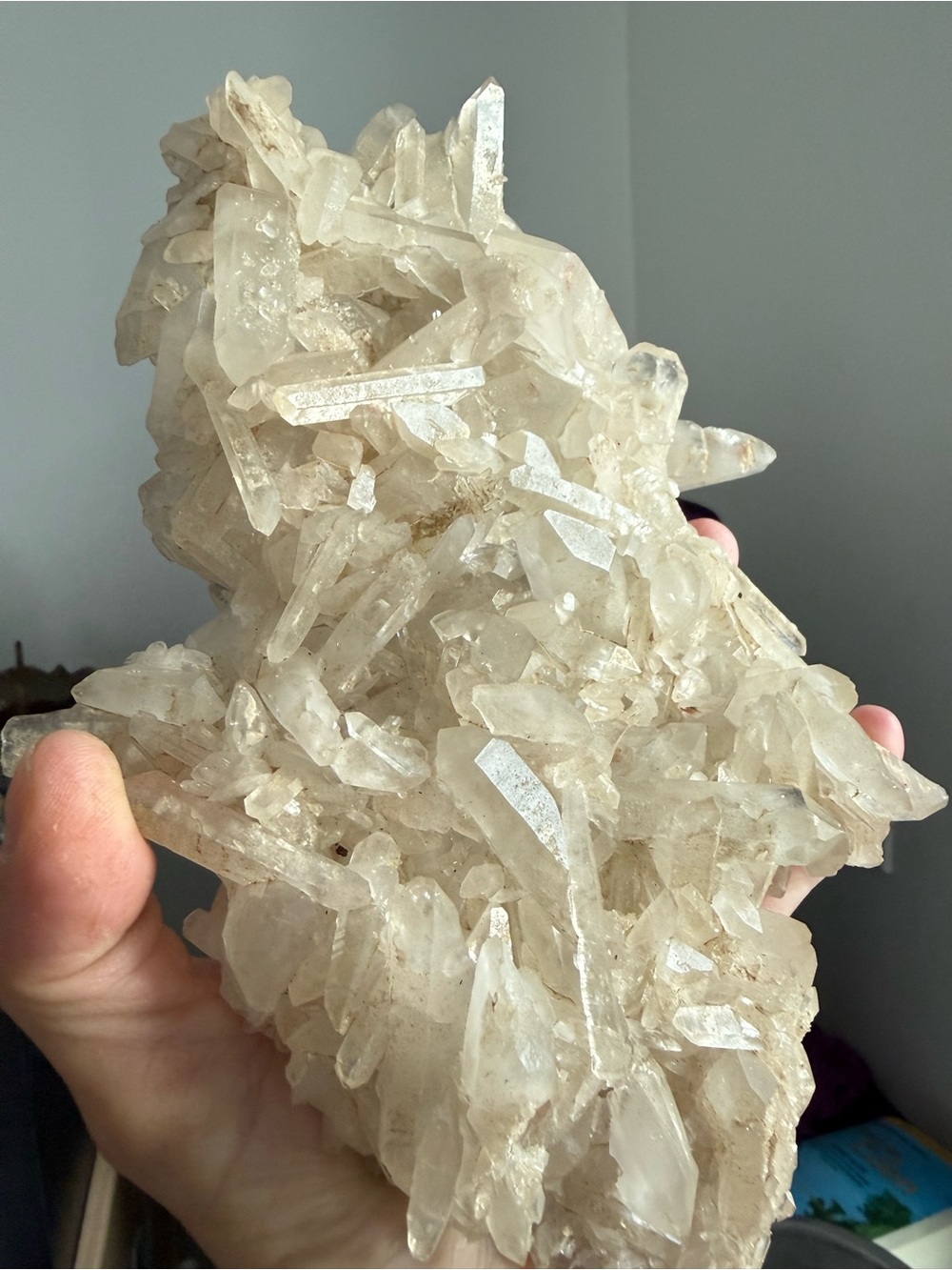 Natural Clear Quartz Cluster Home Accent - White Crystal Display witchy altar